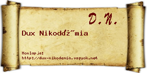 Dux Nikodémia névjegykártya